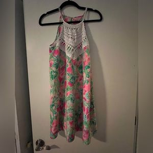 Lilly Pulitzer strapless dress- size 6 - worn twice - bright pink & lime green